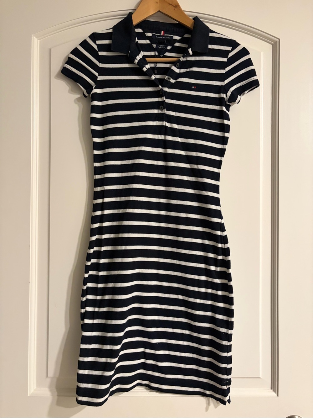 Tommy Hilfiger Navy & White Striped Polo Shirt Dress XXS